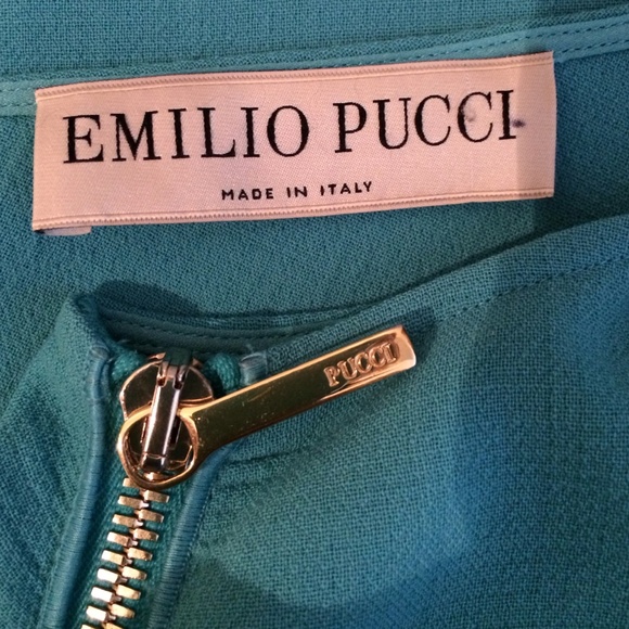 EMILIO PUCCI RUCHED SIDE ZIP AQUA COLOR DRESS. - Picture 2 of 7